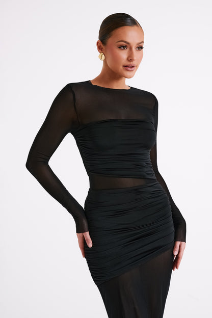 Robe Maxi en Maille et Nylon Kate - Noir