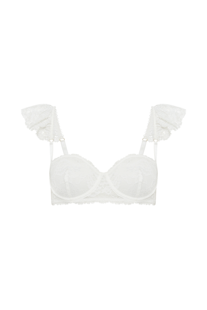 Soutien-gorge à volants en dentelle Blaise avec armatures - Blanc