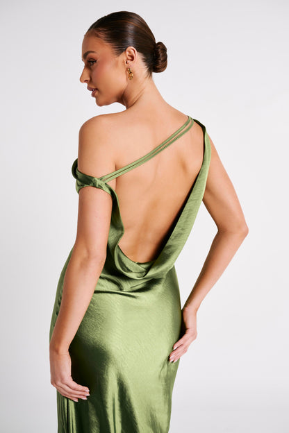 Robe Maxi Yvette à Bretelles et Bords Découpes - Émeraude