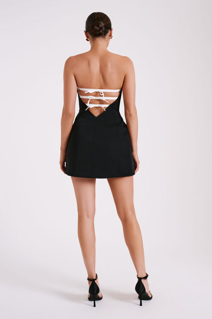 Mini-robe sans bretelles à nœud dans le dos Neeka - Noir
