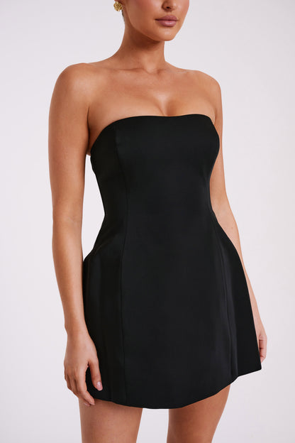 Mini-robe sans bretelles à nœud dans le dos Neeka - Noir
