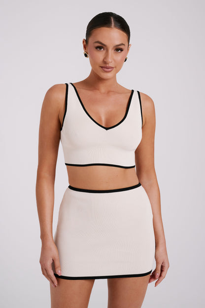 Mini-jupe en tricot Klara - Noir/Crème