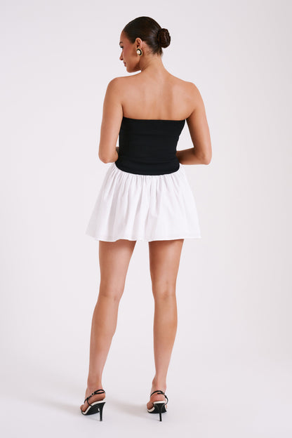 Mini-robe en tricot et lin Hannah - Noir/Blanc