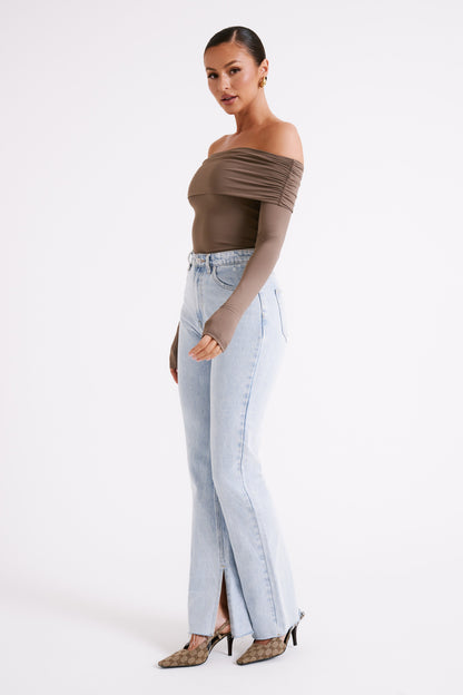 Top décolleté épaules dénudées en nylon recyclé Lucinda - Coco