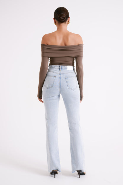 Top décolleté épaules dénudées en nylon recyclé Lucinda - Coco