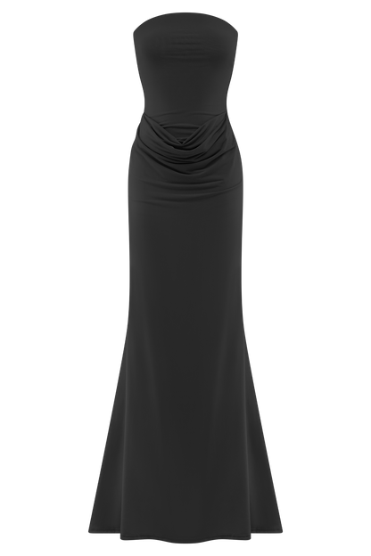 Robe Maxi Slinky sans Bretelles Madison - Noir