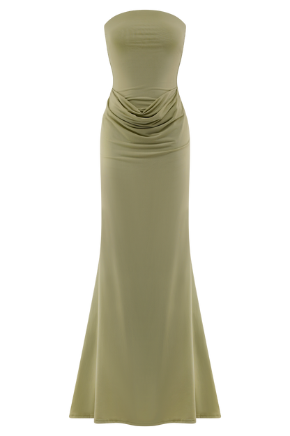 Robe Maxi Élastique Sans Bretelles Madison - SAGE