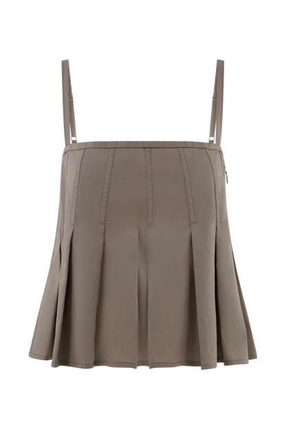 Mae, haut en coton - Brun-gris