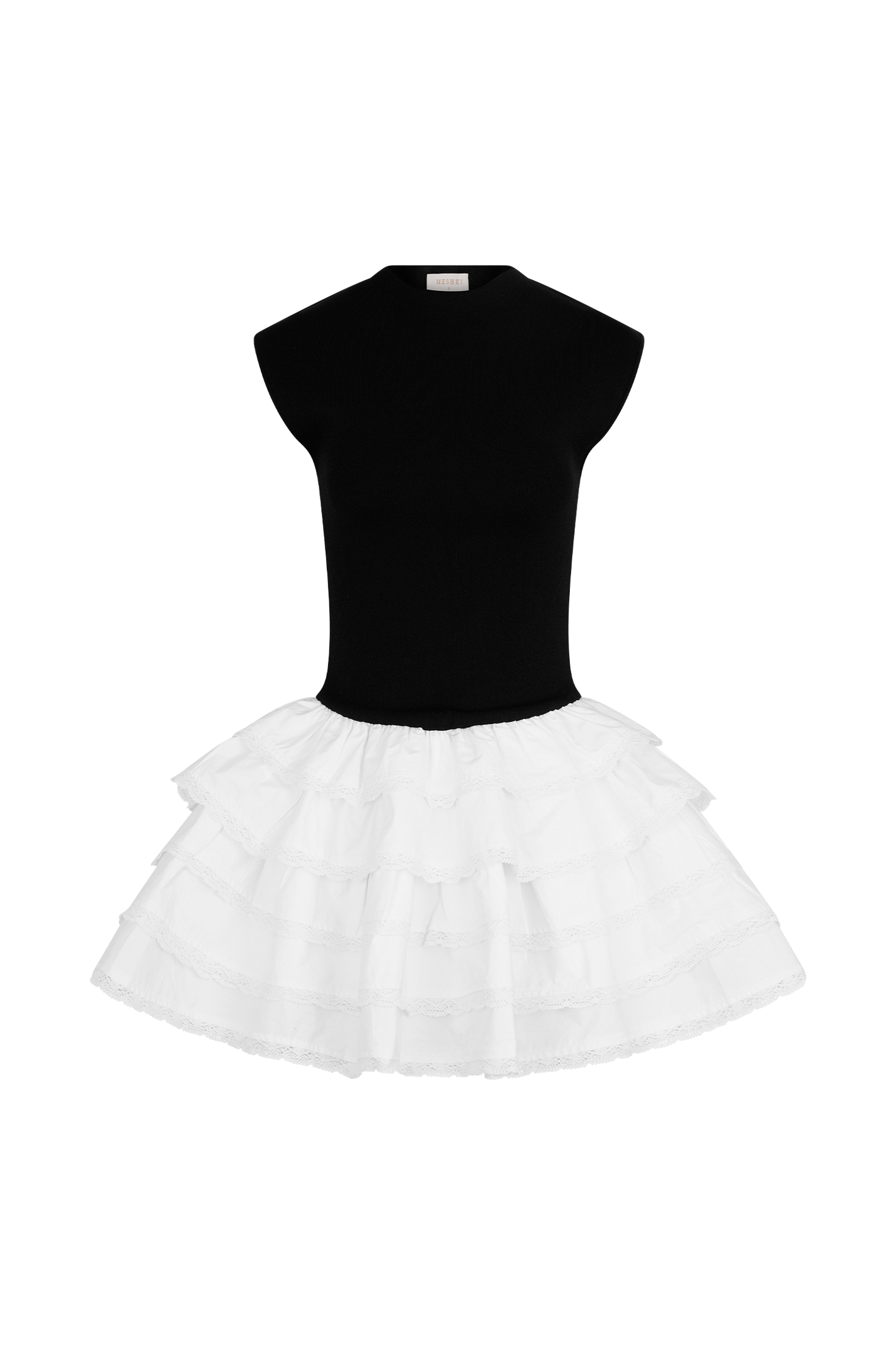 Mini-robe en jersey à volants contrastés Maeve - Noir/Blanc