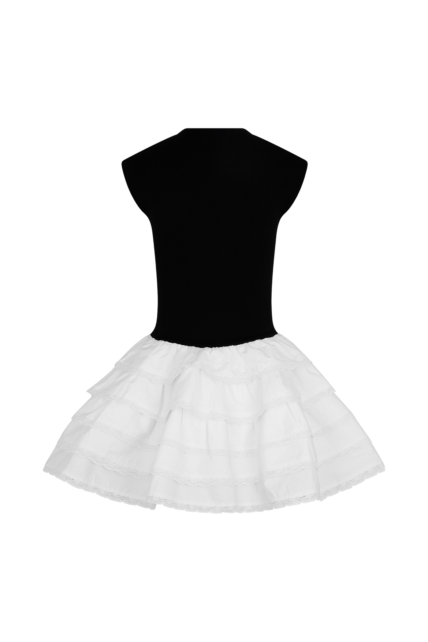 Mini-robe en jersey à volants contrastés Maeve - Noir/Blanc