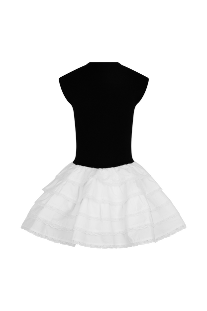Mini-robe en jersey à volants contrastés Maeve - Noir/Blanc