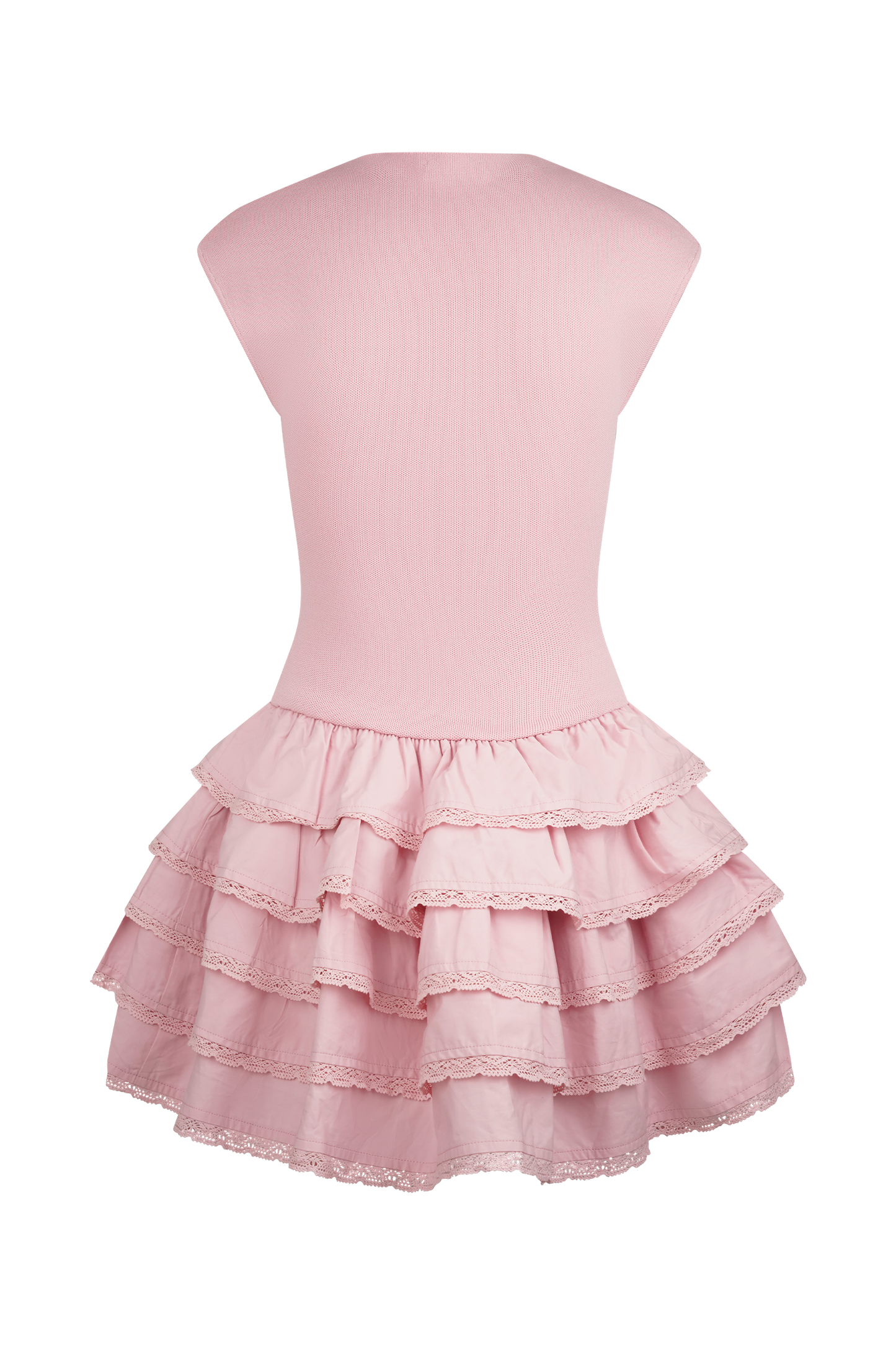 Mini-robe en tricot à volants Maeve - Rose Poudré