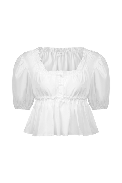 Magdalena - Haut court à manches bouffantes - Blanc
