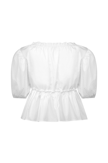 Magdalena - Haut court à manches bouffantes - Blanc