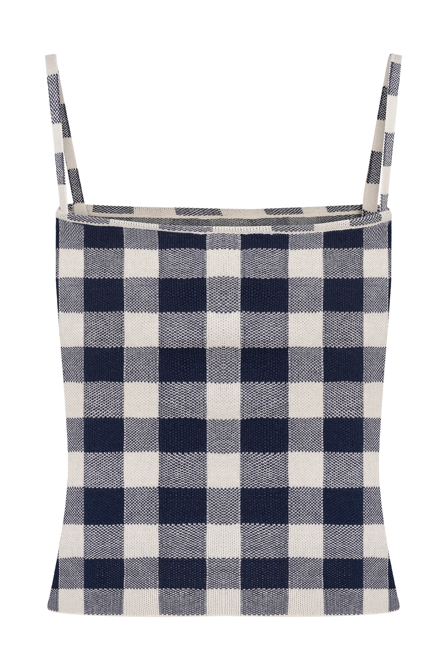 Marcie, haut en tricot sans manches - carreaux bleu marine