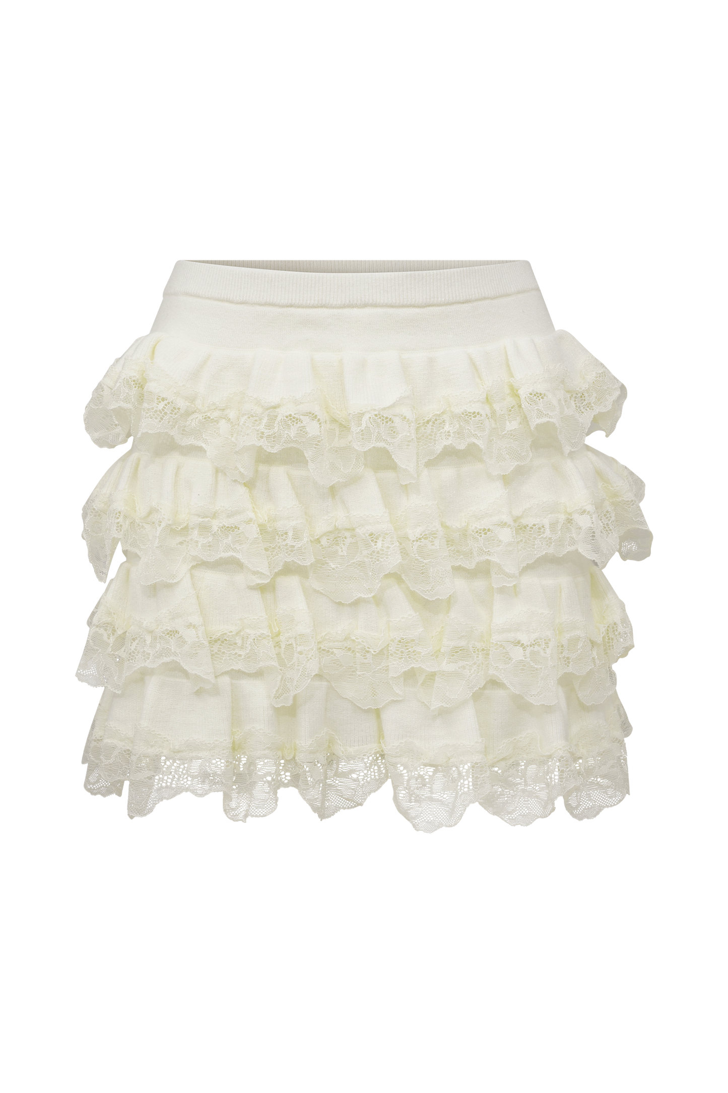 Short-jupe à volants en dentelle Margaret - Crème