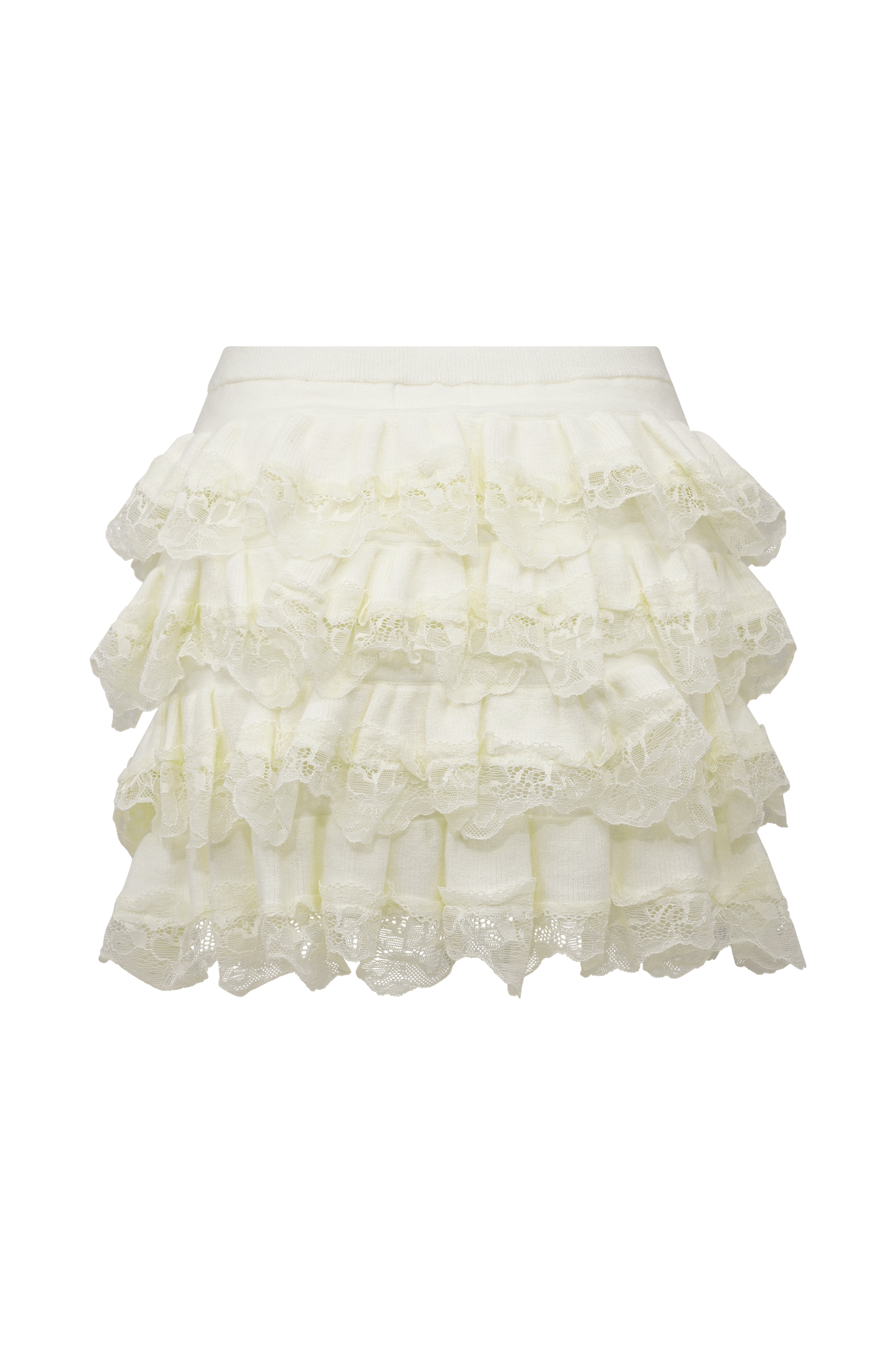 Short-jupe à volants en dentelle Margaret - Crème