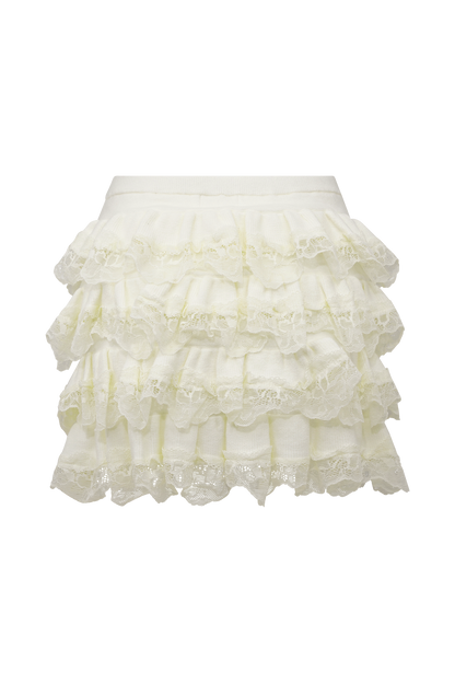 Short-jupe à volants en dentelle Margaret - Crème