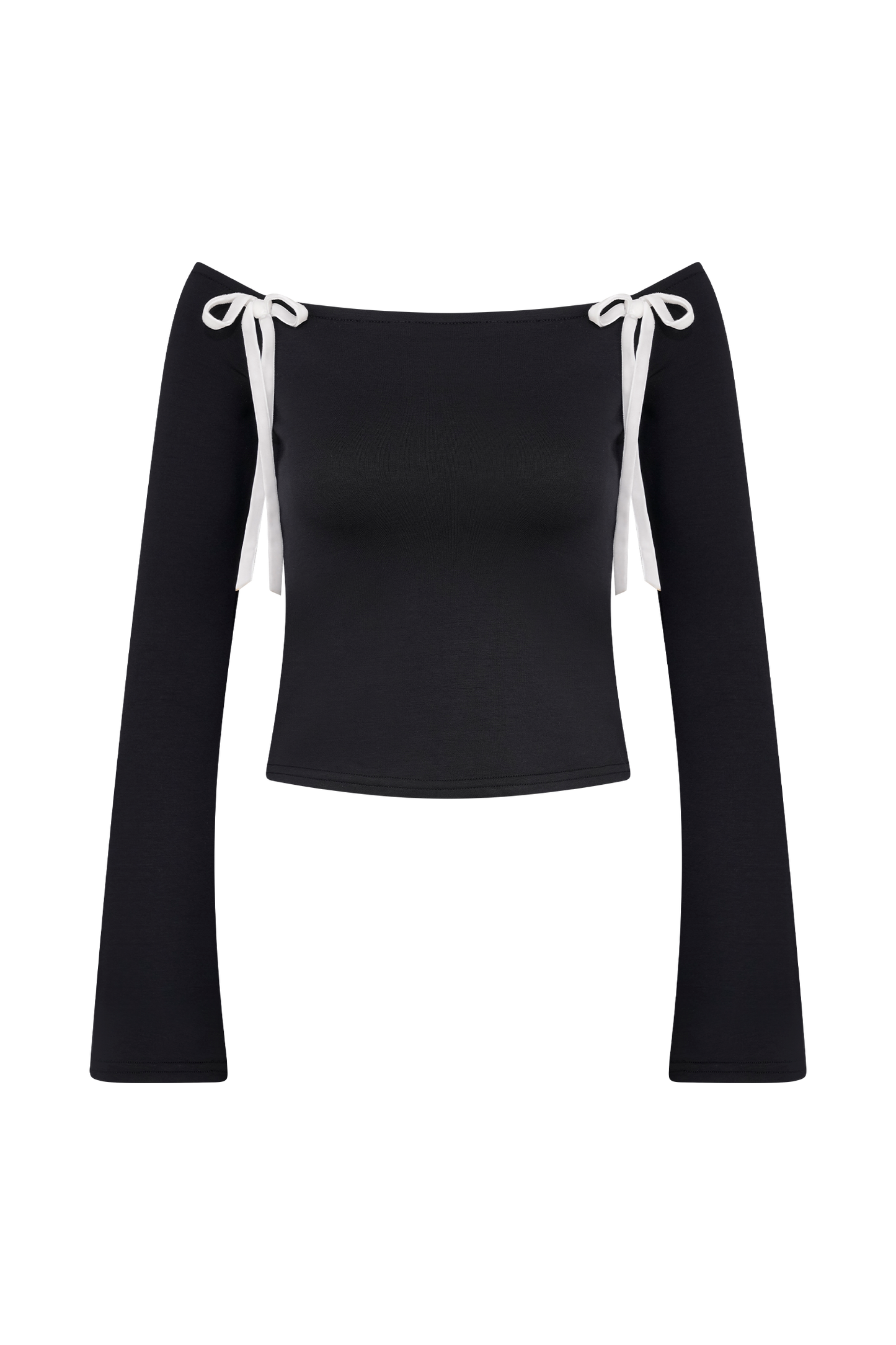 Top en jersey scuba contrasté Marlene - Noir/Blanc