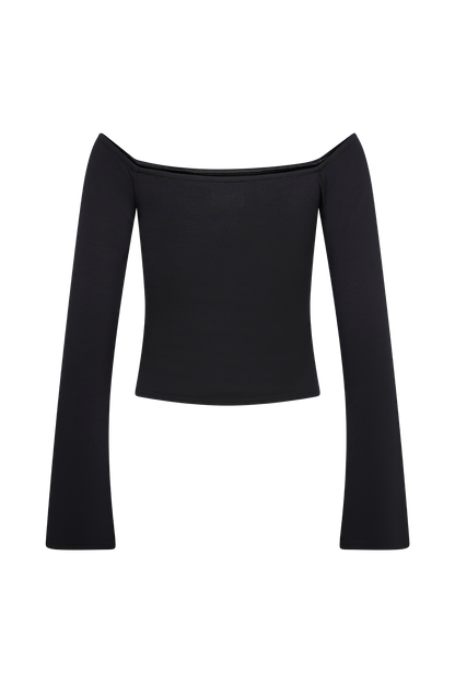 Top en jersey scuba contrasté Marlene - Noir/Blanc