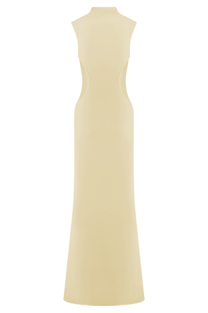 Robe Maxi Massie en Mousseline et Maille - Citron