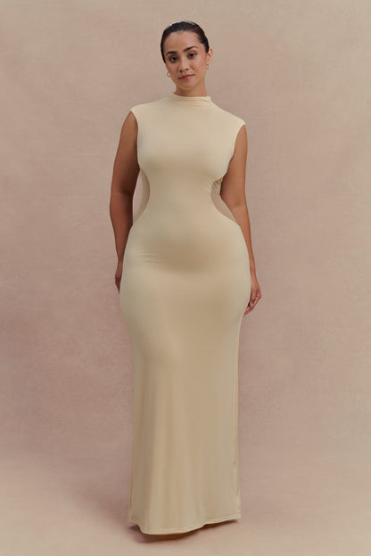 Robe Maxi Massie en Mousseline et Maille - Citron