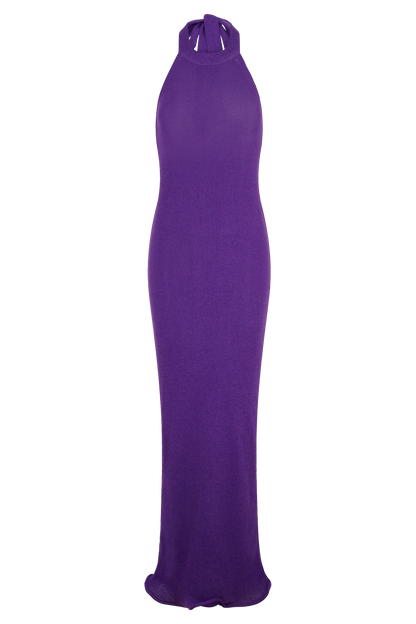 Robe Maxi Tricotée Melodie à Décolleté Croisé - Violette