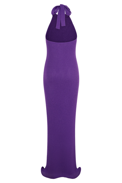 Robe Maxi Tricotée Melodie à Décolleté Croisé - Violette