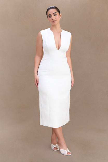 Audrine Robe Midi Sans Manches - Ivoire