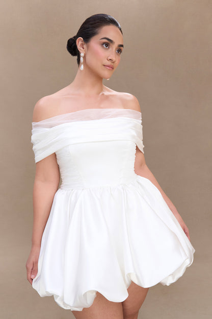 Robe mini Lauretta à épaules dénudées - Blanche