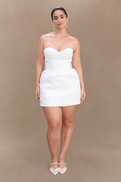 Mini-robe Suzette en taffetas avec nœud - Blanc