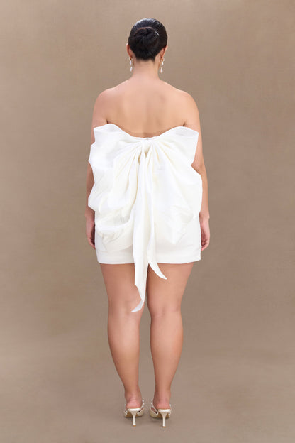 Mini-robe Suzette en taffetas avec nœud - Blanc