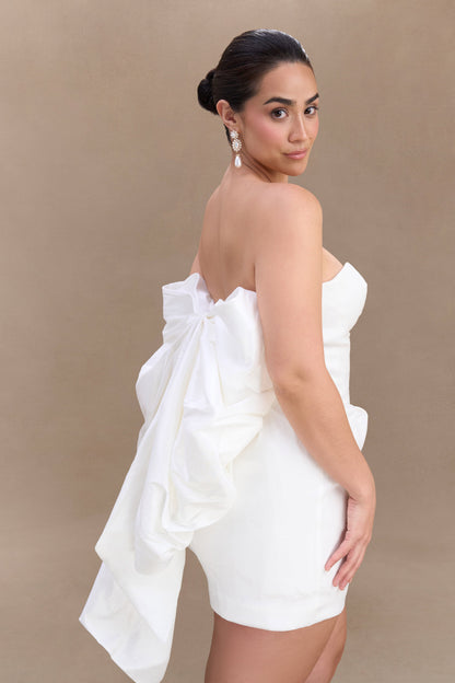 Mini-robe Suzette en taffetas avec nœud - Blanc