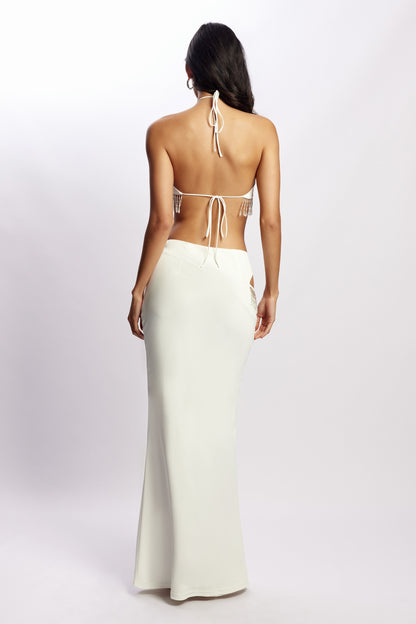 Jupe Maxi Jayleen avec Franges - Blanche