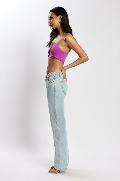 Crop top Montana à découpes et volants - Violet