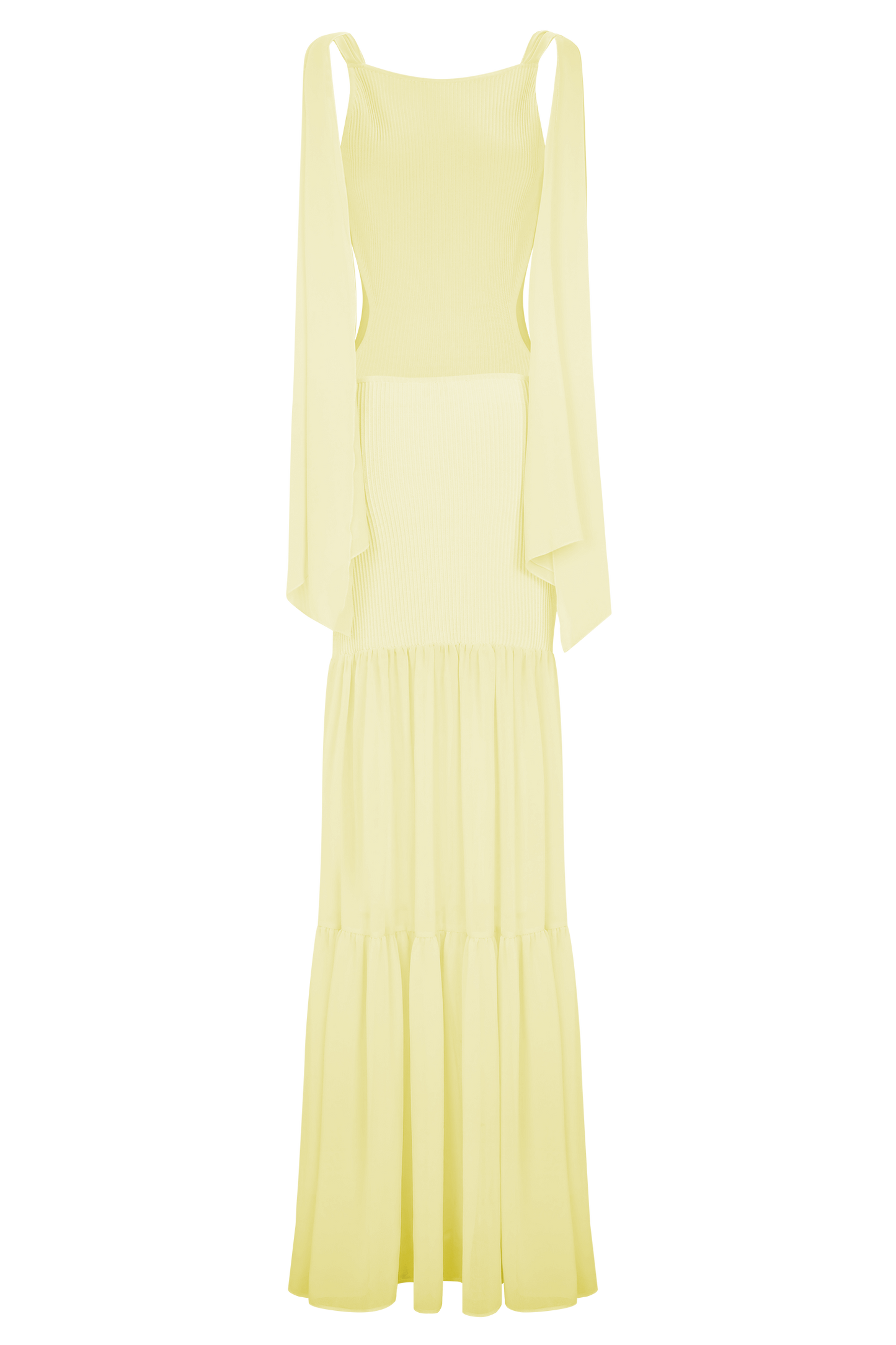 Haille Robe Maxi en Chiffon Tricoté - Citron
