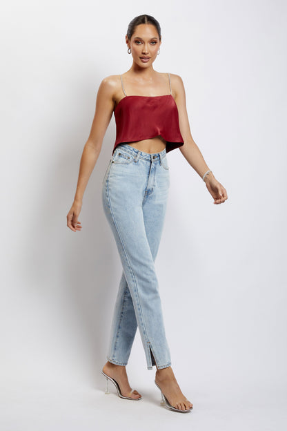 Crop Top droit Dayana - Vin rouge