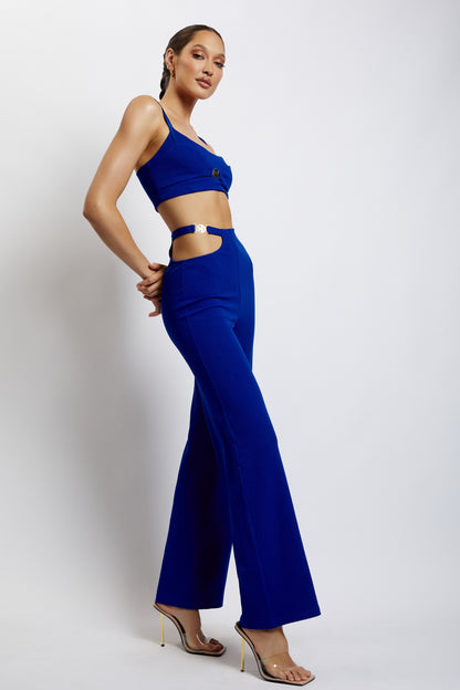 Crop top Blythe à double bretelles - Bleu cobalt