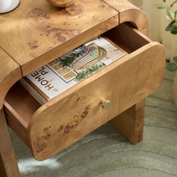 Table de chevet Hinata en bois naturel