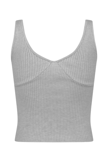 Débardeur côtelé en tricot Natalya - Gris chiné