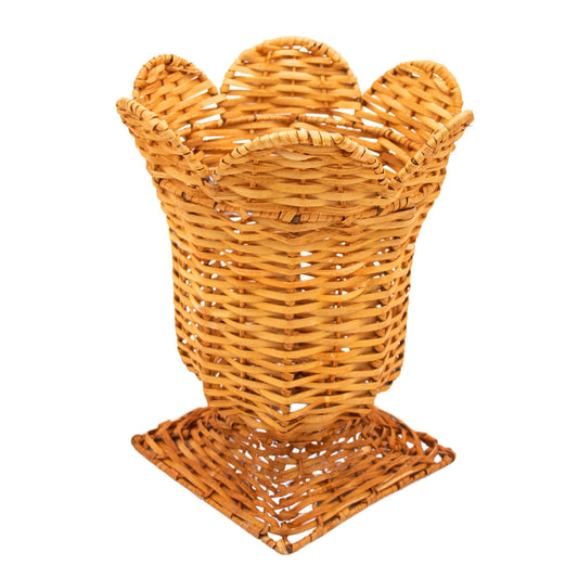 Vase urne en rotin tissé à la main en couleur naturelle