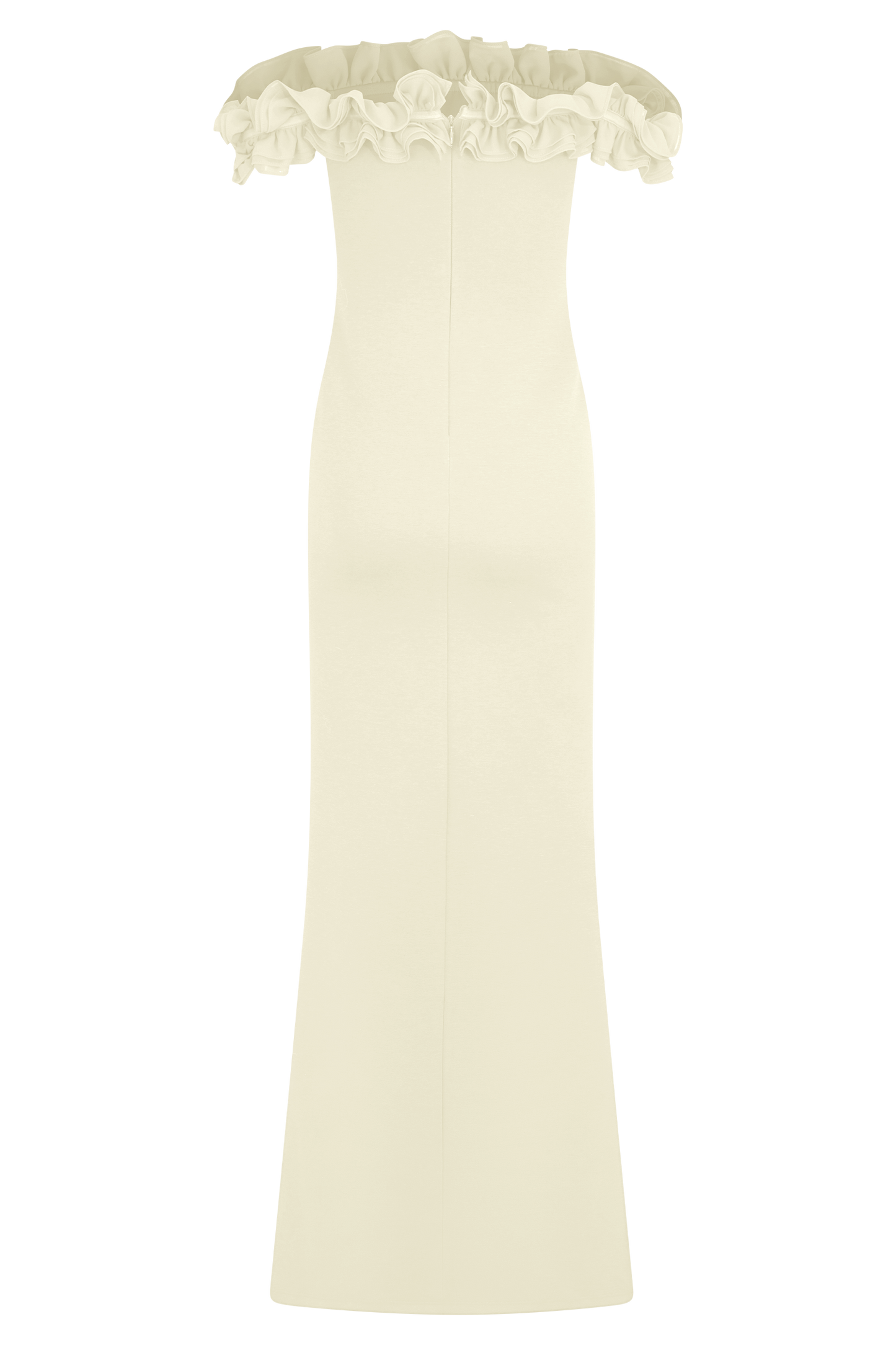 Robe Maxi Nova à Manches Frangées et Épaulettes - Ivoire