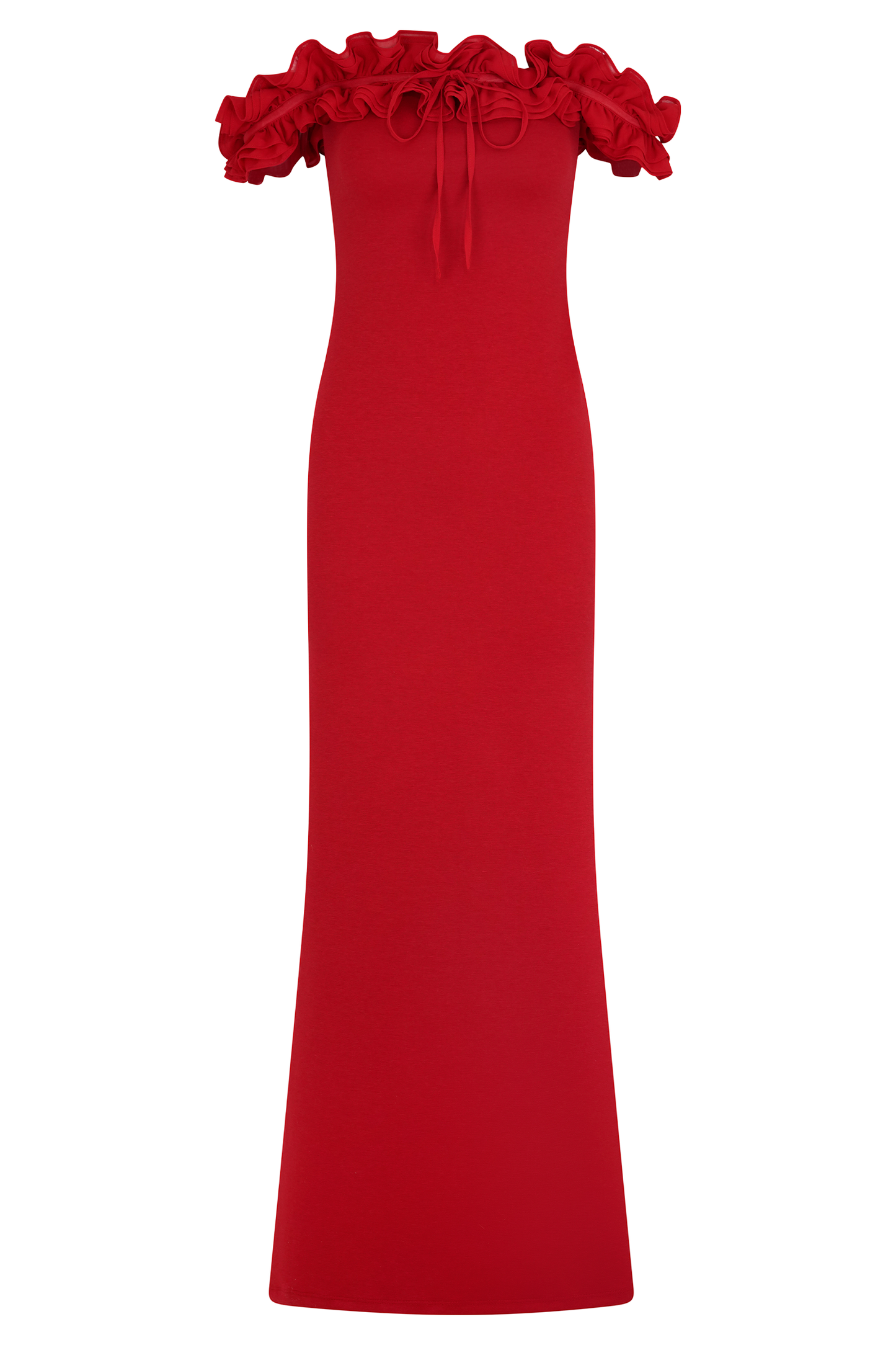 Robe Maxi Nova à Volants et Épaulettes - Rubis