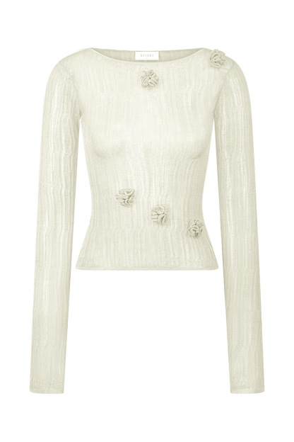 Top en tricot à manches longues Orianna Orchid - Ivoire