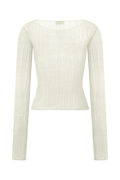 Top en tricot à manches longues Orianna Orchid - Ivoire
