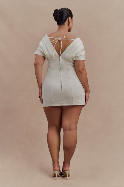 Mini-robe en jean à épaules dénudées Pascale - Blanc