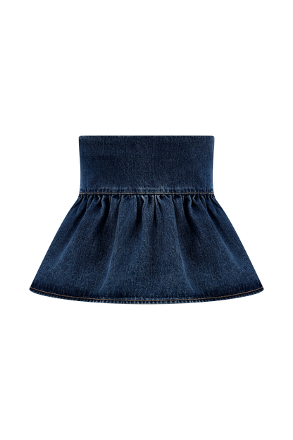 Top en jean sans bretelles Pauline - Bleu des années 90