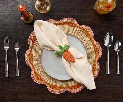 Set de table rond en raphia rose – 35,6 cm – Décoration de table pour fête de jardin et été