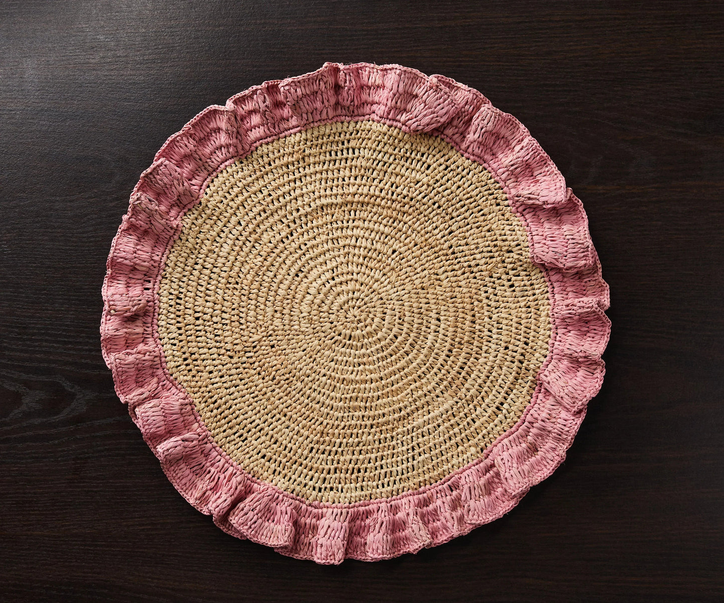 Set de table à volants en raphia tissé à la main – Décoration de table bohème chic – Accent de table d'été