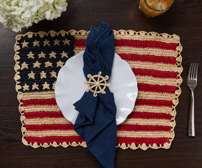 Sets de table Americana festonnés faits main - Lot de 4 - Motif élégant drapeau américain - Payton James X Tuckernuck